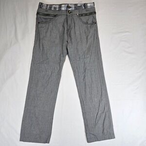 Desigual Grey Houndstooth Zipper Detail Straight Leg Pants 50P16B3 Size 28 Mens